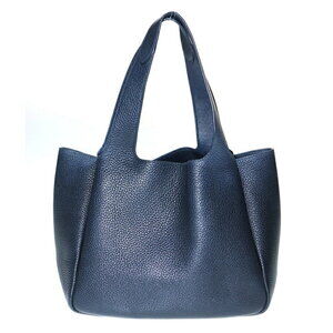 Prada Leather Dino Logo Navy Triangle Bag Plate Vitello Tote Blue Hand